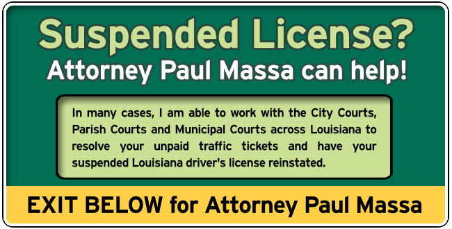 Kenner, Louisiana Louisiana Suspended License Attorney Paul Massa Graphic 1